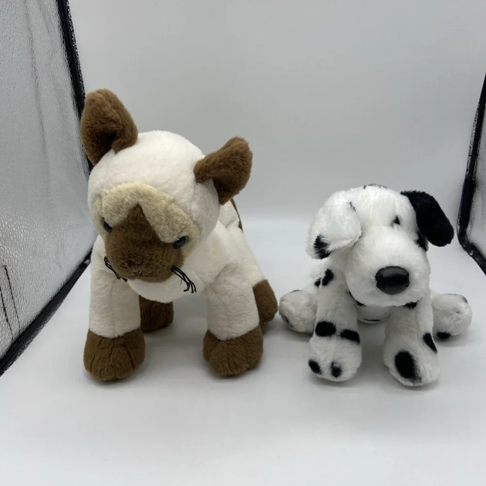 Ganz Webkinz Siamese Cat‎ HM160 Spotted Dalmatian Dog Plush Stuffed Animal Lot